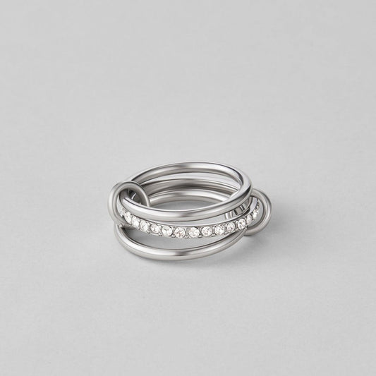 Silver Intertwined Crystal Ring – FIORENE
