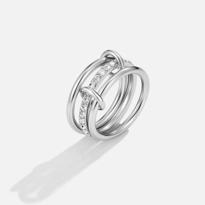 Silver Intertwined Crystal Ring – FIORENE