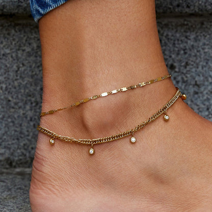 Crystal Dual Layer Anklet – FIORENE