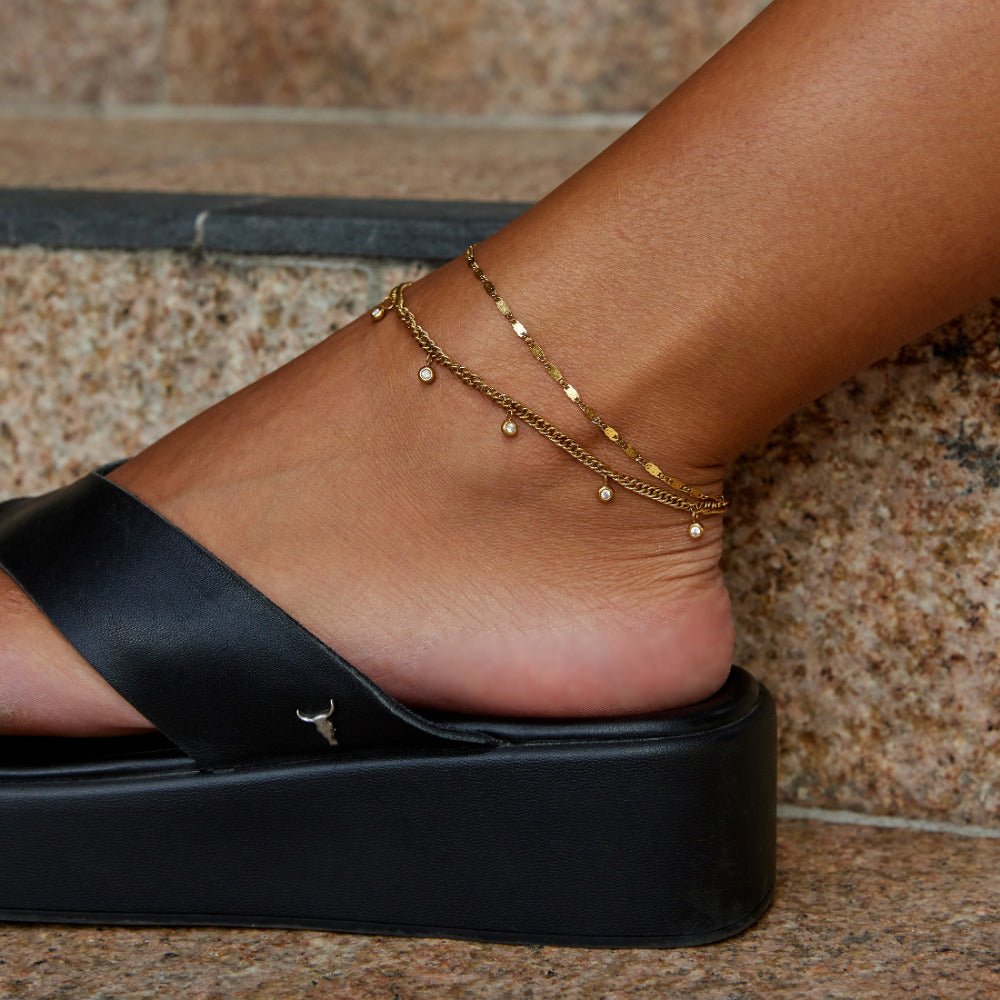 Crystal Dual Layer Anklet – FIORENE