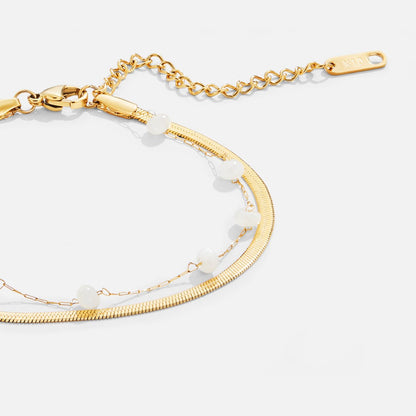 Gilded Layered Pearl Anklet – FIORENE