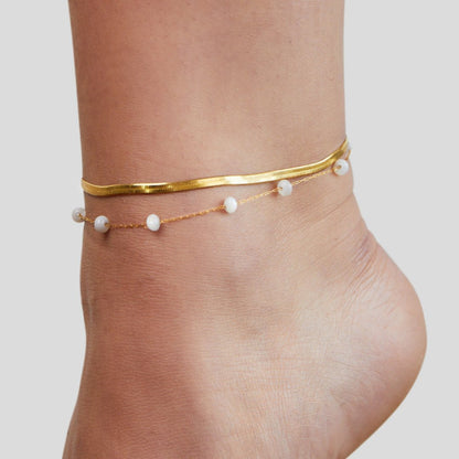 Gilded Layered Pearl Anklet – FIORENE