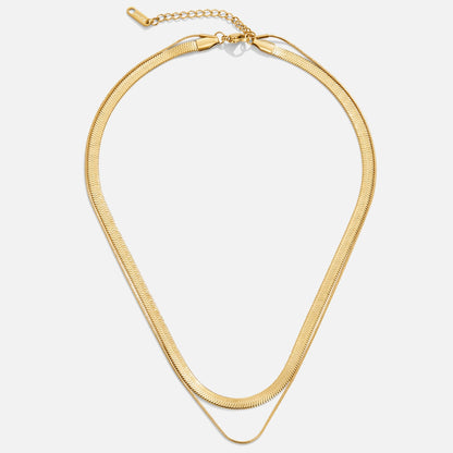 Gilded Layered Herringbone Necklace – FIORENE