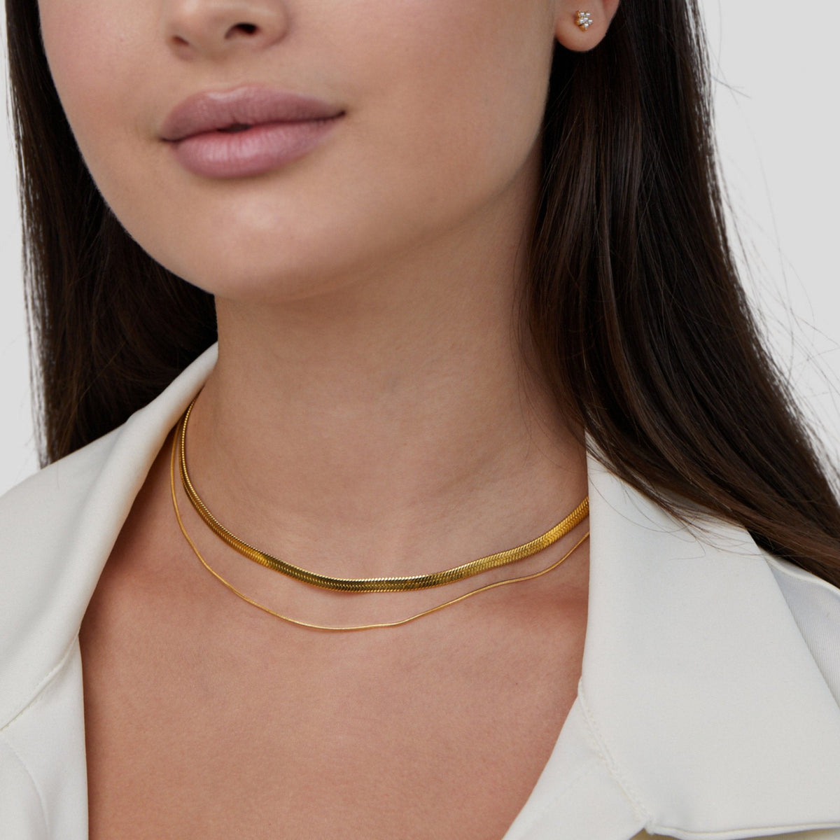 Gilded Layered Herringbone Necklace – FIORENE