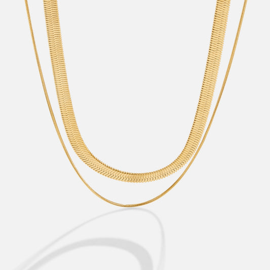 Gilded Layered Herringbone Necklace – FIORENE