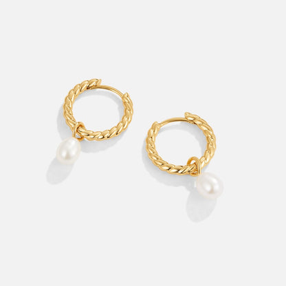 Radiant Twisted Pearl Hoops – FIORENE