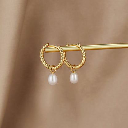 Radiant Twisted Pearl Hoops – FIORENE