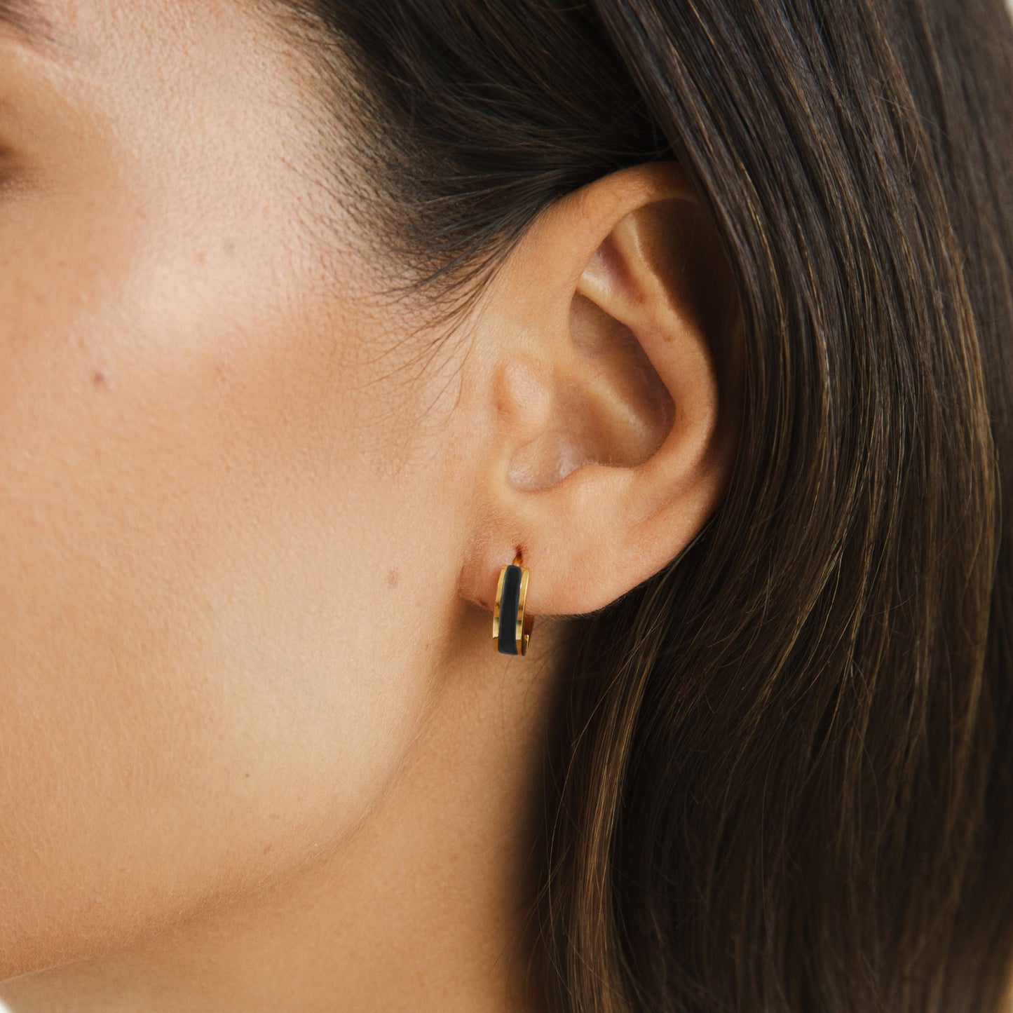 Radiant Black Enamel Earrings – FIORENE