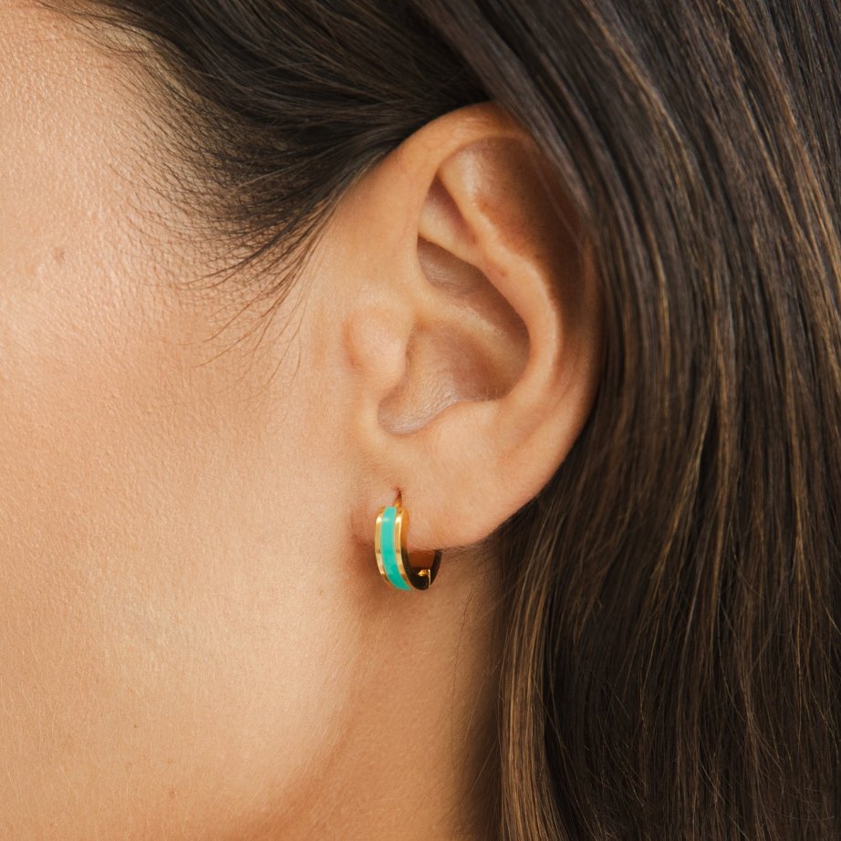 Turquoise Enamel Stripe Earring – FIORENE