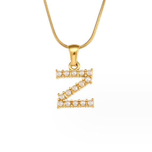 Pearl-Encrusted Initial Necklace – FIORENE