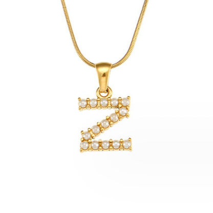 Pearl-Encrusted Initial Necklace – FIORENE