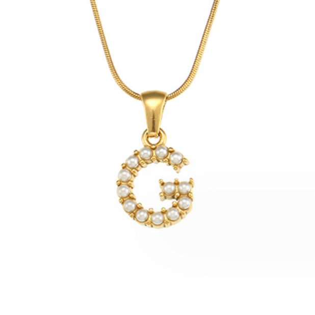 Pearl-Encrusted Initial Necklace – FIORENE