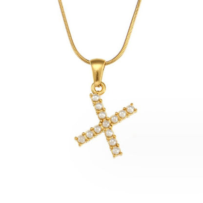 Pearl-Encrusted Initial Necklace – FIORENE
