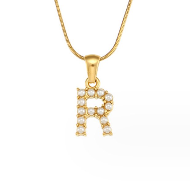 Pearl-Encrusted Initial Necklace – FIORENE