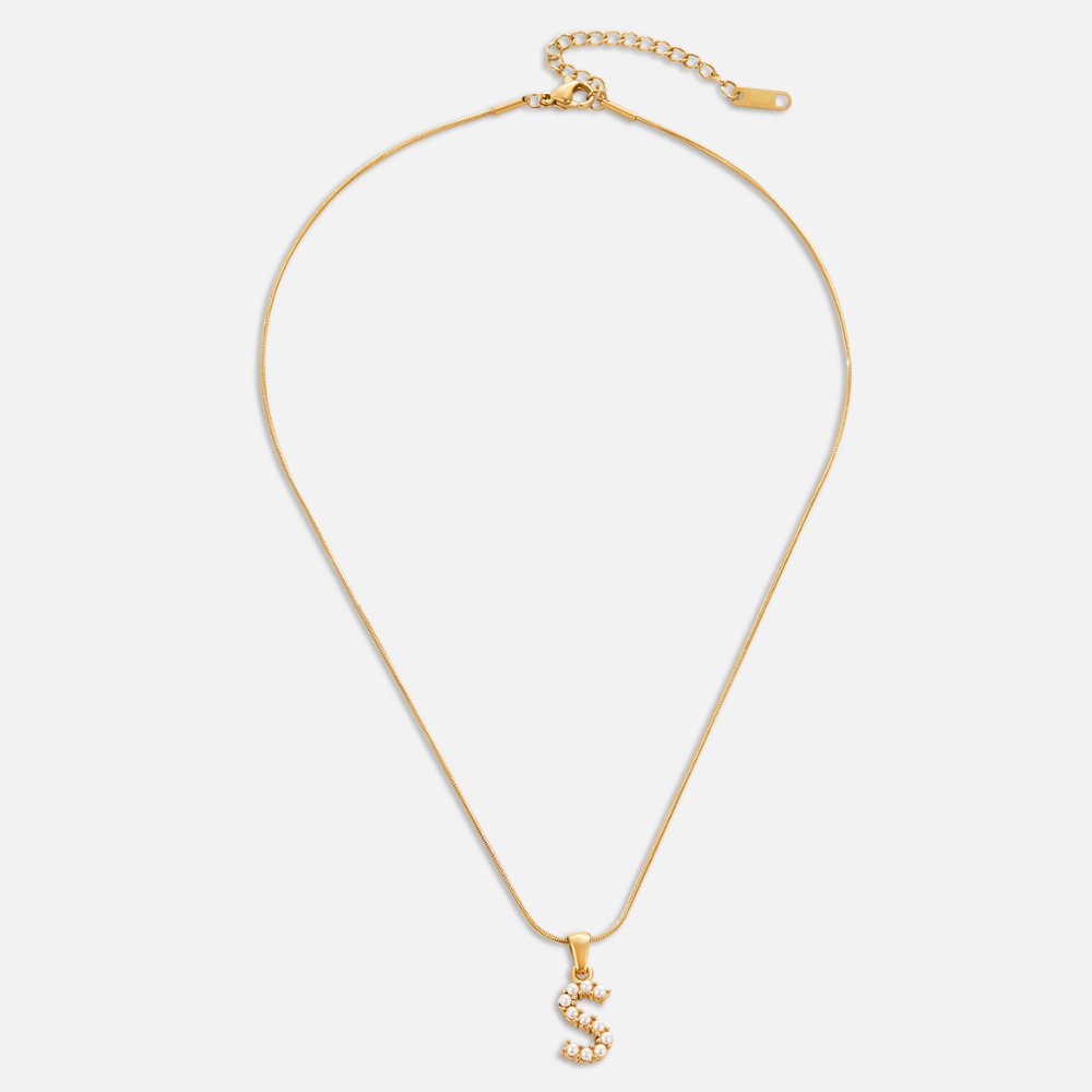 Pearl-Encrusted Initial Necklace – FIORENE