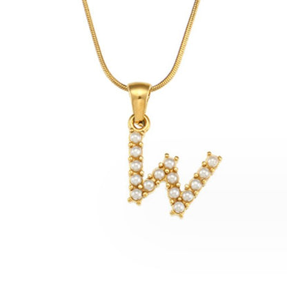 Pearl-Encrusted Initial Necklace – FIORENE