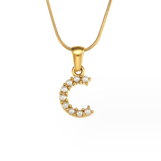 Pearl-Encrusted Initial Necklace – FIORENE