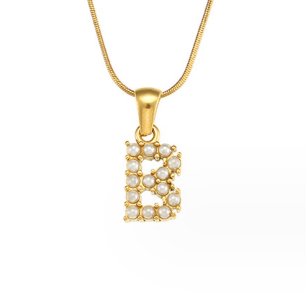 Pearl-Encrusted Initial Necklace – FIORENE