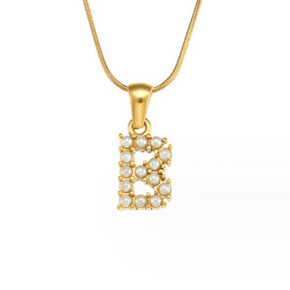 Pearl-Encrusted Initial Necklace – FIORENE