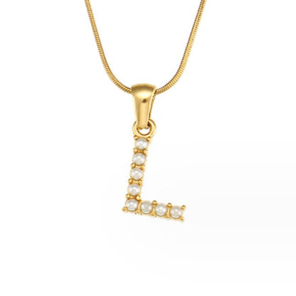 Pearl-Encrusted Initial Necklace – FIORENE
