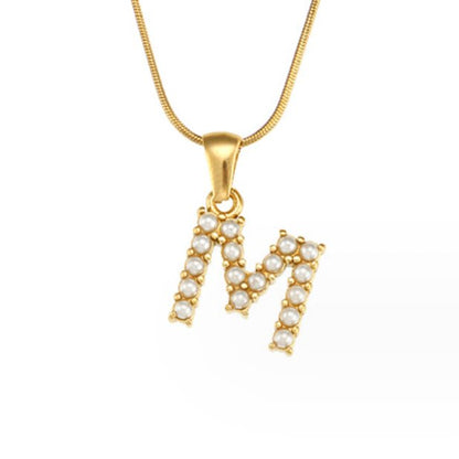 Pearl-Encrusted Initial Necklace – FIORENE