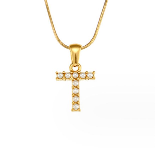 Pearl-Encrusted Initial Necklace – FIORENE