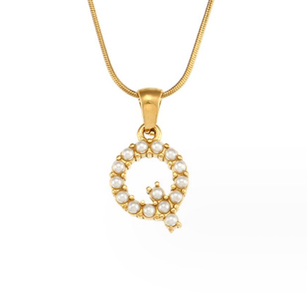 Pearl-Encrusted Initial Necklace – FIORENE