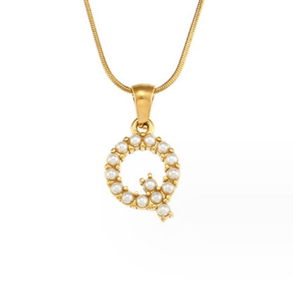 Pearl-Encrusted Initial Necklace – FIORENE