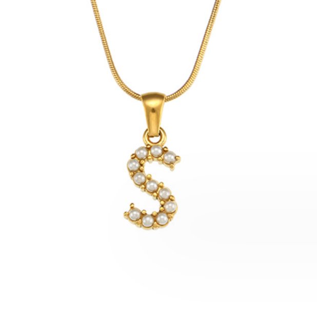 Pearl-Encrusted Initial Necklace – FIORENE