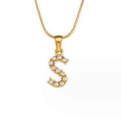 Pearl-Encrusted Initial Necklace – FIORENE