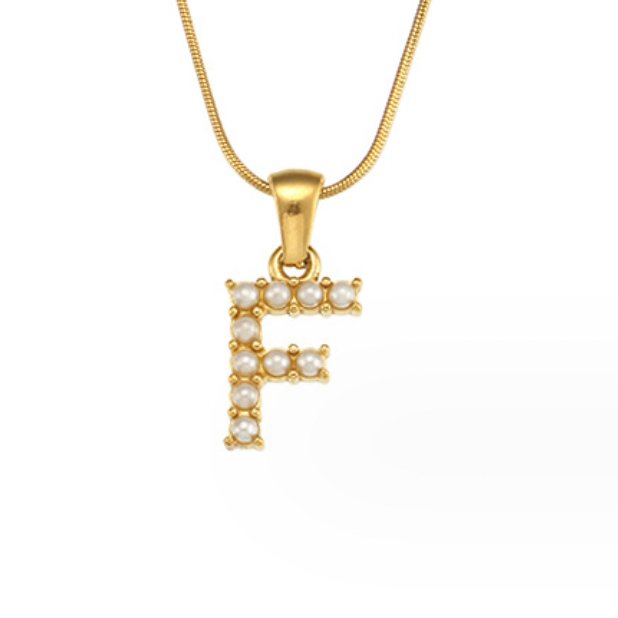 Pearl-Encrusted Initial Necklace – FIORENE