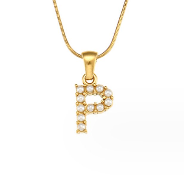 Pearl-Encrusted Initial Necklace – FIORENE