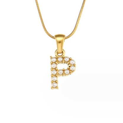 Pearl-Encrusted Initial Necklace – FIORENE