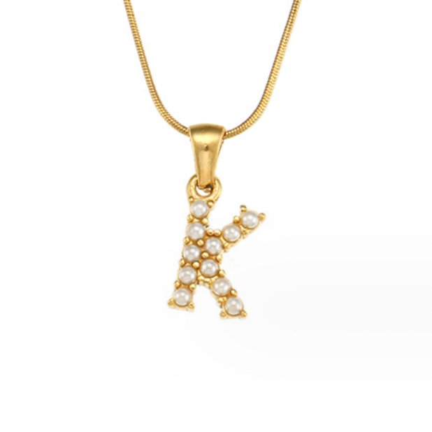 Pearl-Encrusted Initial Necklace – FIORENE