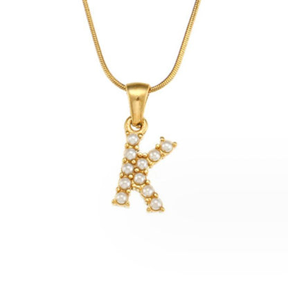 Pearl-Encrusted Initial Necklace – FIORENE