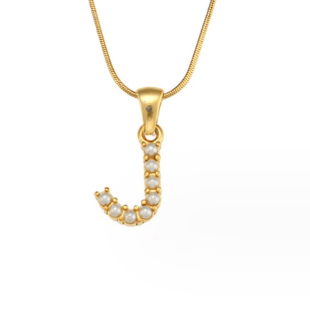 Pearl-Encrusted Initial Necklace – FIORENE