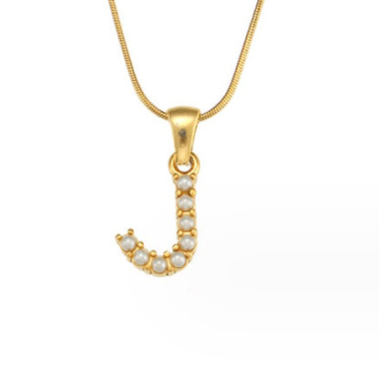 Pearl-Encrusted Initial Necklace – FIORENE
