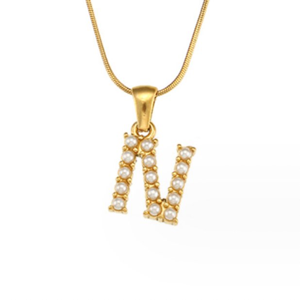 Pearl-Encrusted Initial Necklace – FIORENE