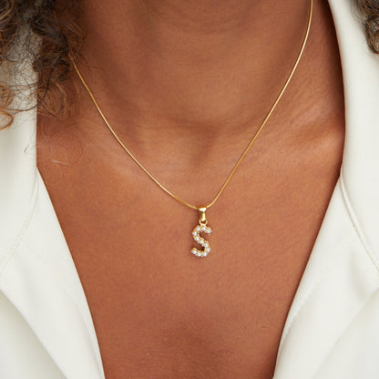 Pearl-Encrusted Initial Necklace – FIORENE