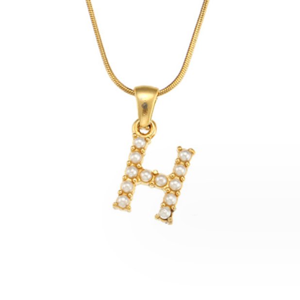 Pearl-Encrusted Initial Necklace – FIORENE