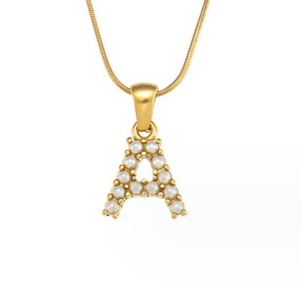 Pearl-Encrusted Initial Necklace – FIORENE