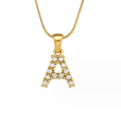 Pearl-Encrusted Initial Necklace – FIORENE