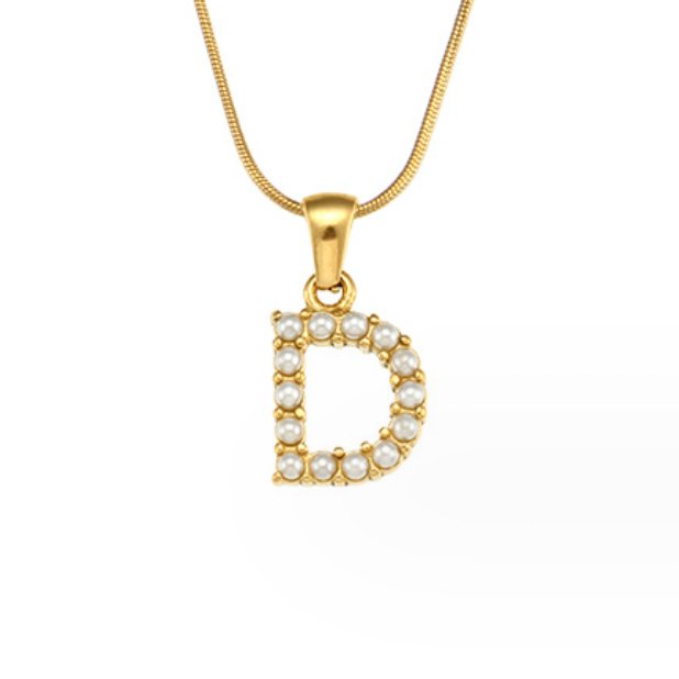 Pearl-Encrusted Initial Necklace – FIORENE