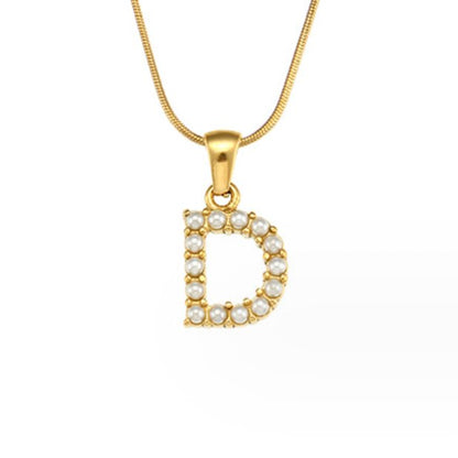 Pearl-Encrusted Initial Necklace – FIORENE