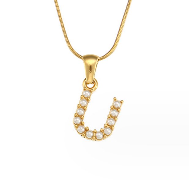 Pearl-Encrusted Initial Necklace – FIORENE