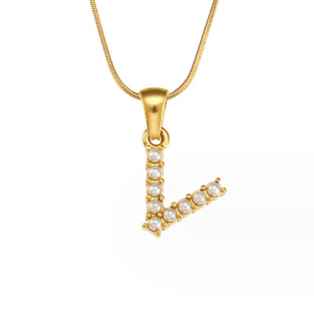 Pearl-Encrusted Initial Necklace – FIORENE