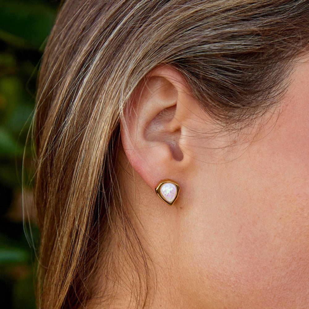 Iridescent Teardrop Studs – FIORENE