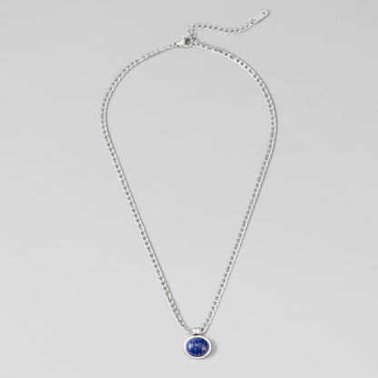 Silver Azure Cabochon Necklace – FIORENE