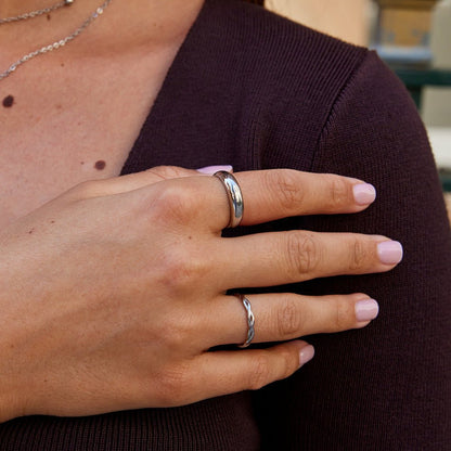 Silver Dome Band Ring – FIORENE