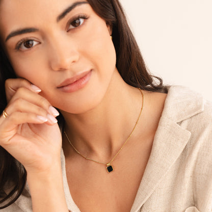 Radiant Onyx Rectangle Necklace – FIORENE